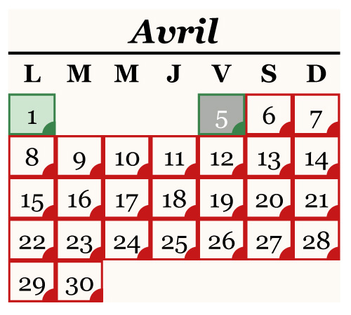 calendrier puy du fou avril