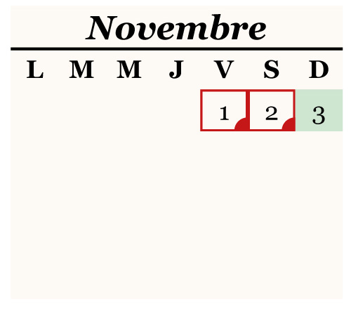 calendrier puy du fou novembre